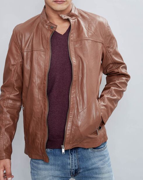 Veste en Cuir Taylor cognac