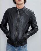 Veste en Cuir Thibaut noire