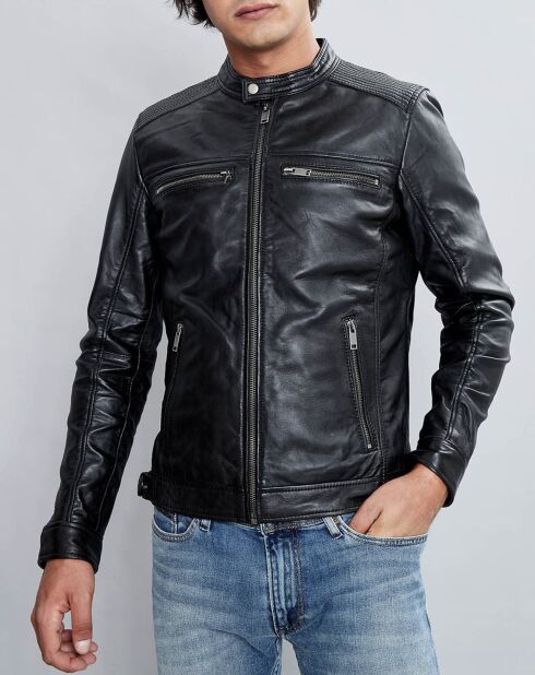 Veste en Cuir Timoty noire