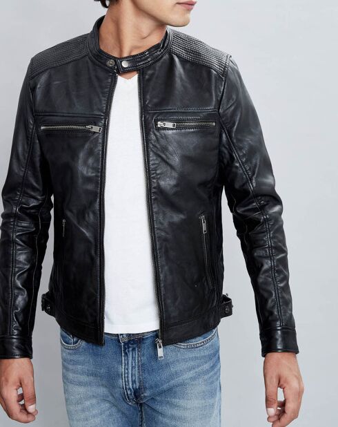 Veste en Cuir Timoty noire