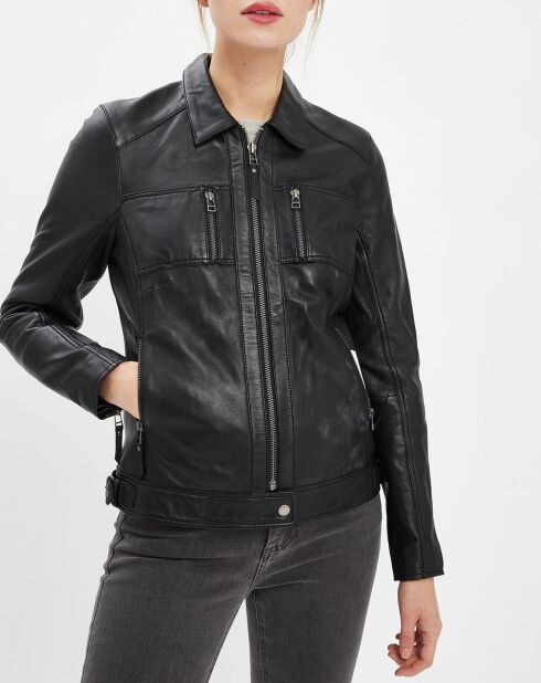 Veste en Cuir Brigitte noire