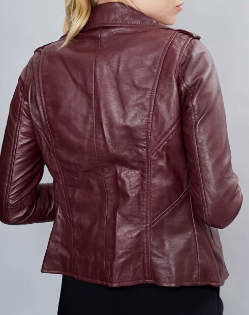 Veste en Cuir Hortence bordeaux