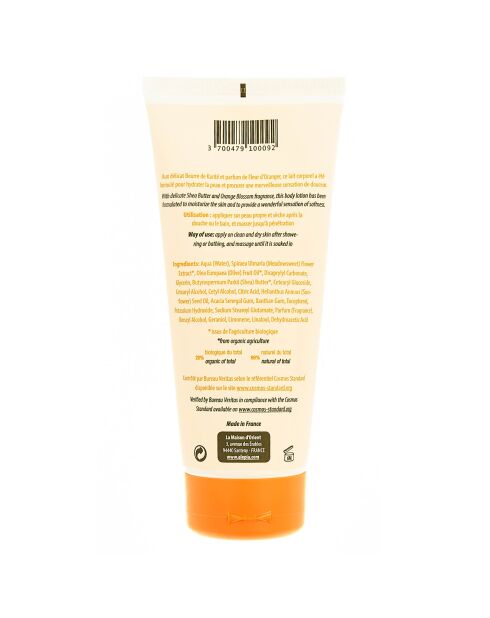 Organische feuchtigkeitsspendende Körperlotion Sheabutter und Orangenblüte - 200 ml