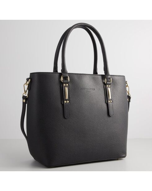 Sac  Cabas en Cuir Aya noir - 31x38x14