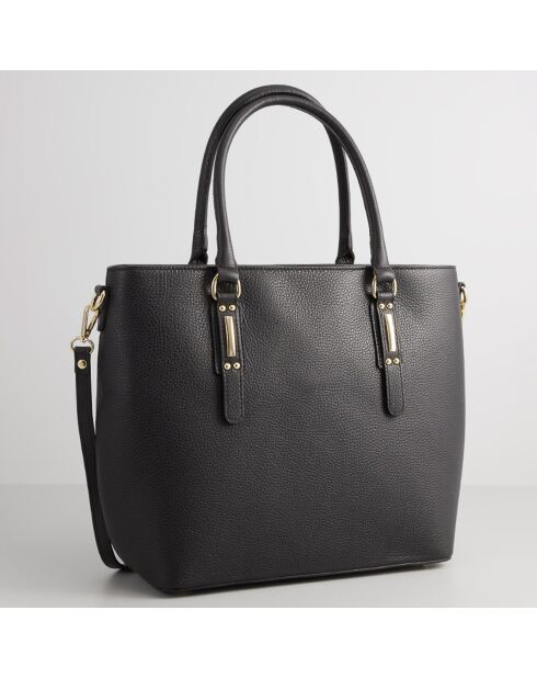 Sac  Cabas en Cuir Aya noir - 31x38x14