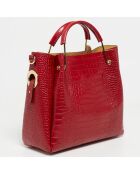 Sac à main en Cuir croco Cloé rouge - 33x20x12