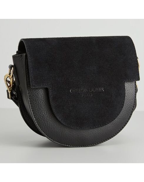 Sac bandoulière en Cuir Lexa noir - 22x18x8