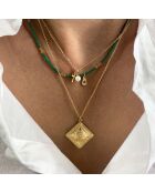 Collier Lylo Croix en laiton doré & Perle blanche