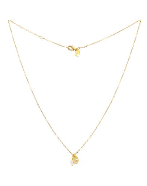 Collier Lylo Fleur ajourée en laiton doré & Perle blanche
