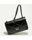 Sac bandoulière en Cuir Lena noir -  27x15x8 cm