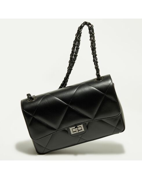 Sac bandoulière en Cuir Lena noir -  27x15x8 cm