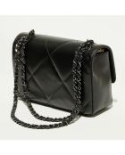 Sac bandoulière en Cuir Lena noir -  27x15x8 cm