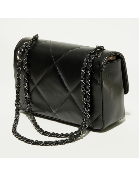 Sac bandoulière en Cuir Lena noir -  27x15x8 cm