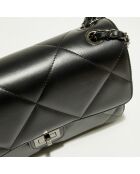 Sac bandoulière en Cuir Lena noir -  27x15x8 cm