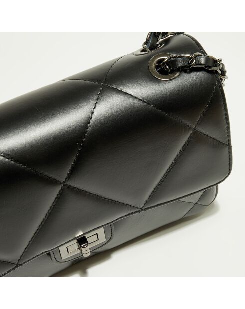Sac bandoulière en Cuir Lena noir -  27x15x8 cm
