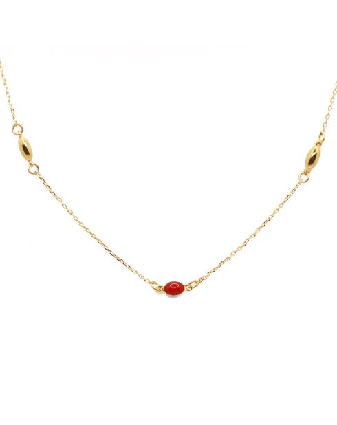 Collier Garance en laiton doré & Perles de résine noir/rouge