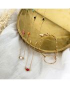 Collier Garance en laiton doré & Perles de résine noir/rouge