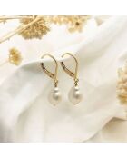 Boucles d'oreilles en laiton doré & Perle d'eau douce blanche