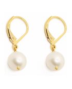 Boucles d'oreilles en laiton doré & Perle d'eau douce blanche