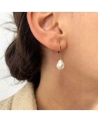 Boucles d'oreilles en laiton doré & Perle d'eau douce blanche