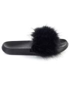 Chaussons en fausse fourrure Isabella noirs