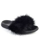 Chaussons en fausse fourrure Isabella noirs