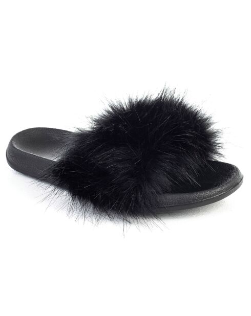 Chaussons en fausse fourrure Isabella noirs