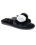 Chaussons en fausse fourrure Evelyn noirs