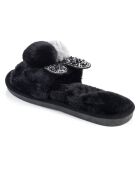 Chaussons en fausse fourrure Evelyn noirs