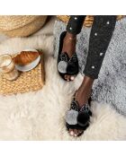 Chaussons en fausse fourrure Evelyn noirs