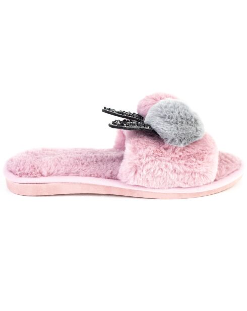Chaussons en fausse fourrure Evelyn roses
