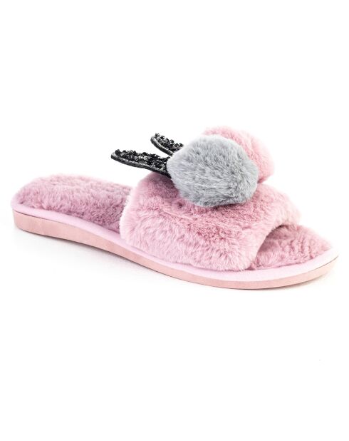 Chaussons en fausse fourrure Evelyn roses