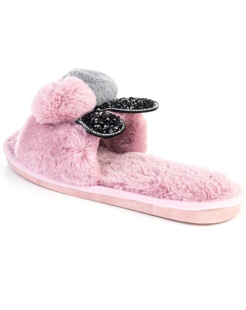 Chaussons en fausse fourrure Evelyn roses