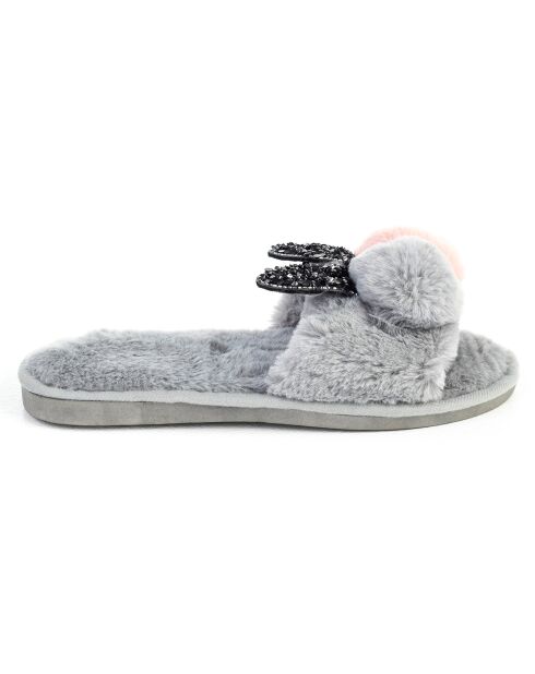 Chaussons en fausse fourrure Evelyn gris