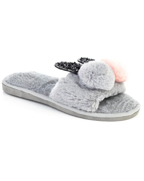 Chaussons en fausse fourrure Evelyn gris