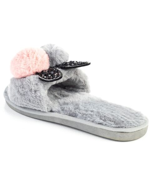 Chaussons en fausse fourrure Evelyn gris