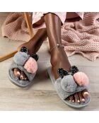 Chaussons en fausse fourrure Evelyn gris