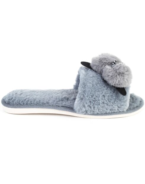 Chaussons en fausse fourrure Luna gris