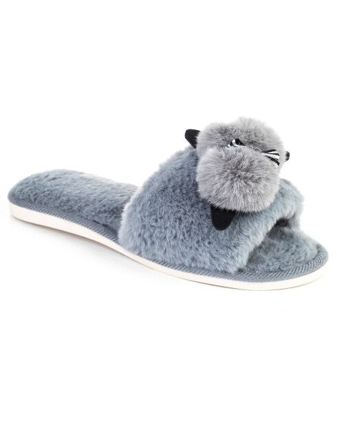 Chaussons en fausse fourrure Luna gris