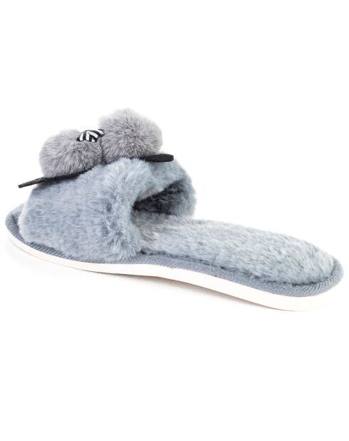 Chaussons en fausse fourrure Luna gris