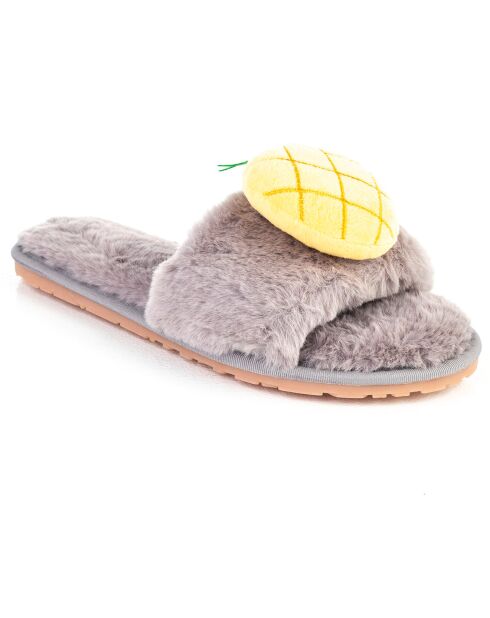 Chaussons en fausse fourrure Aria marron