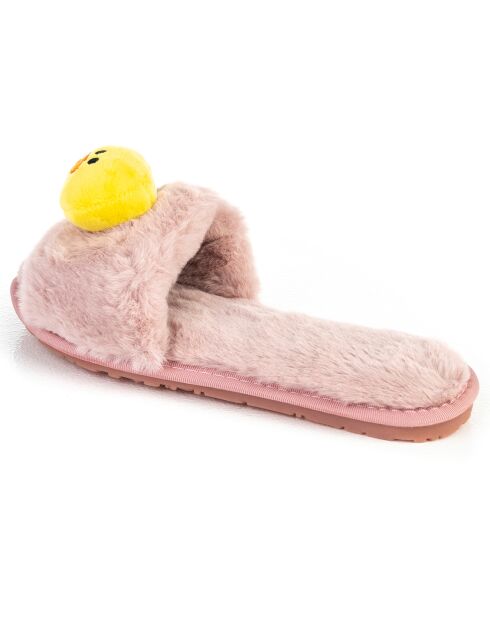 Chaussons en fausse fourrure Layla roses