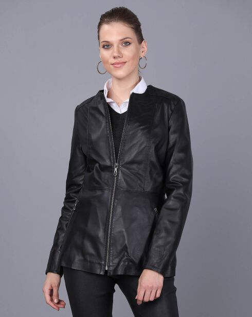 Chaqueta negra de piel Fanny