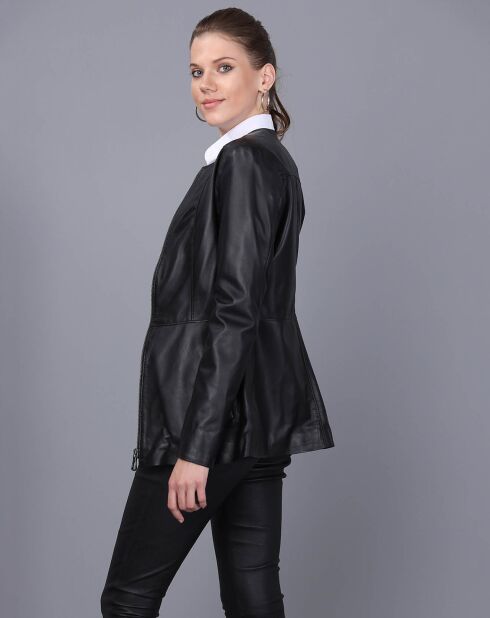 Veste en Cuir Fanny noire