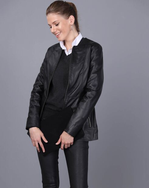 Veste en Cuir Fanny noire