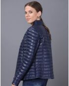 Veste en Cuir Camille bleu foncé