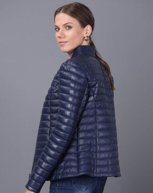 Veste en Cuir Camille bleu foncé