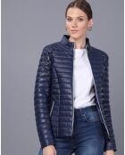 Veste en Cuir Camille bleu foncé