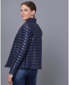 Veste en Cuir Camille bleu foncé