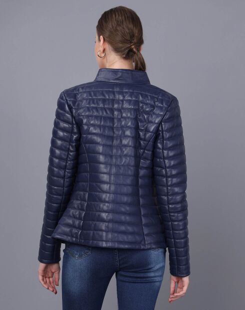 Veste en Cuir Camille bleu foncé